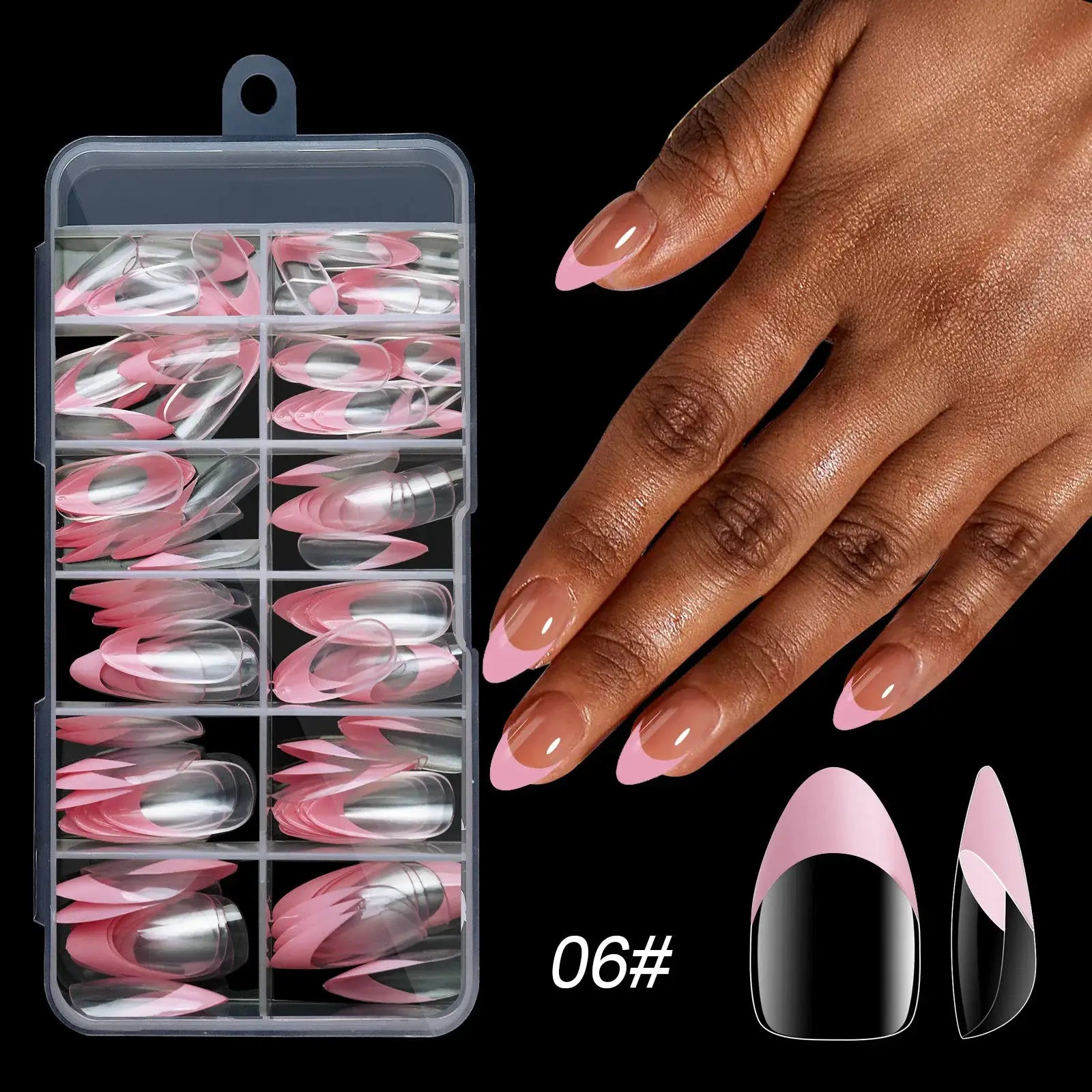 Armor Acrylic French False Nails 120 Piece Box Removable Mixed Size Press On Nails For Medium Length Square Full Cover