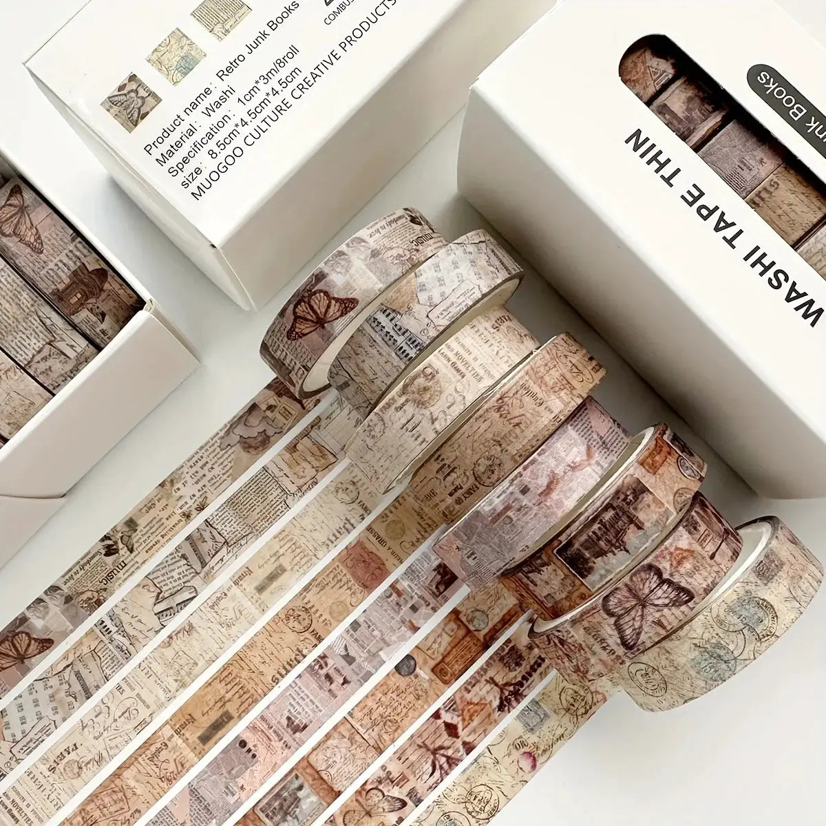20 rolls of thin washi tape from Simples Market; delicate floral and plant-pattern designs.