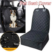 Dog car seat cover, black quilted waterproof protector for front or rear seats; non-slip travel accessory