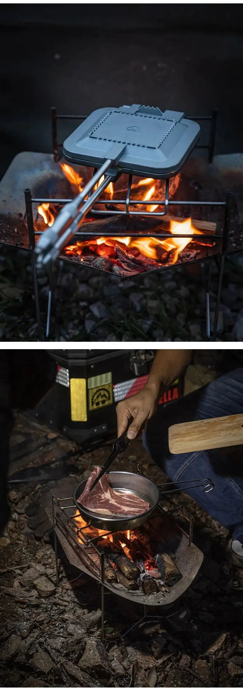 CAMPINGMOON SOLO-A4 stainless steel portable folding BBQ grill by Simples Market for outdoor camping.