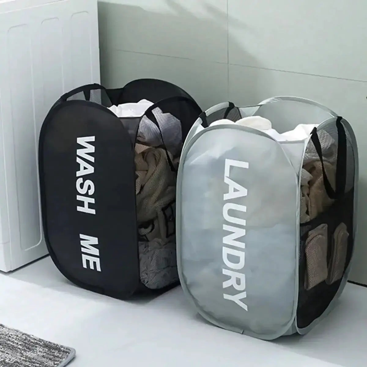 Portable Mesh Pop Up Laundry Hamper Wide Opening Breathable Dorm Room