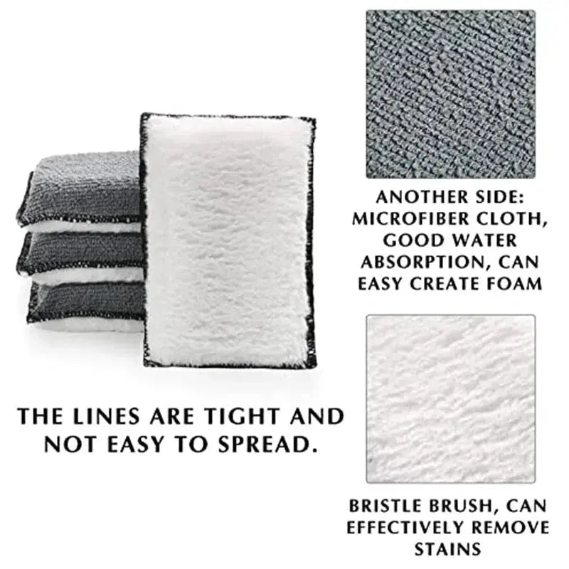 Simples Market microfiber scrubbing sponge set, 2–10 pcs, double-sided white plush and dark scrub for car detailing