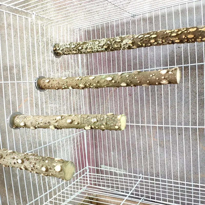 Bird claw grinding bar perches for parrot cage, natural wood with bark, 10/15/20 cm