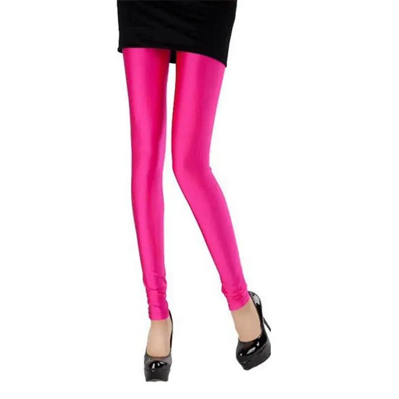 VivaWear Spring Solid Candy Neon Leggings For Women High Stretch Breathable Polyester All Day Comfort