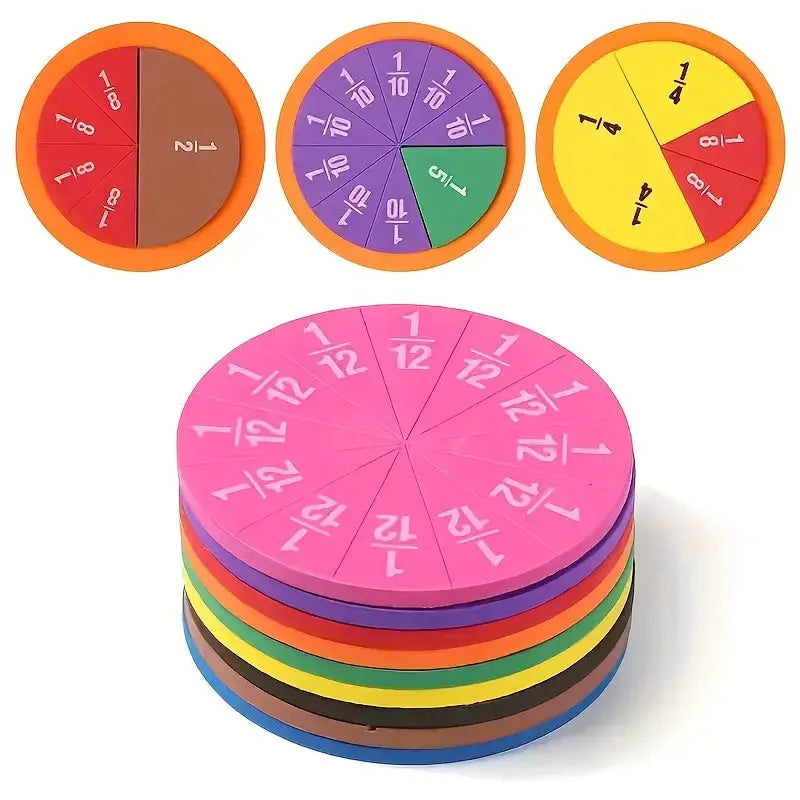 Interactive Fraction Math Manipulatives 9 Piece EVA Set For Addition And Subtraction Demonstrations In STEM Education