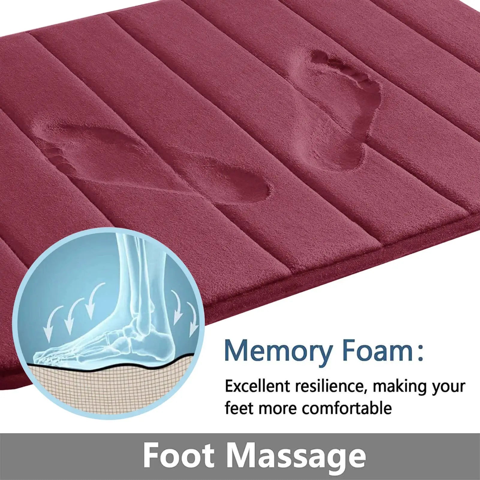 CloudLux Memory Foam Bath Mat Ultra Absorbent Three Layer Microfiber With Non Slip Backing Quick Drying