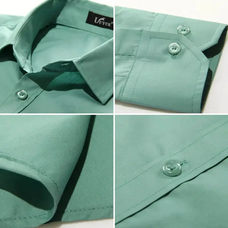 Men's candy-teal long sleeve shirt, solid color, by Simples Market