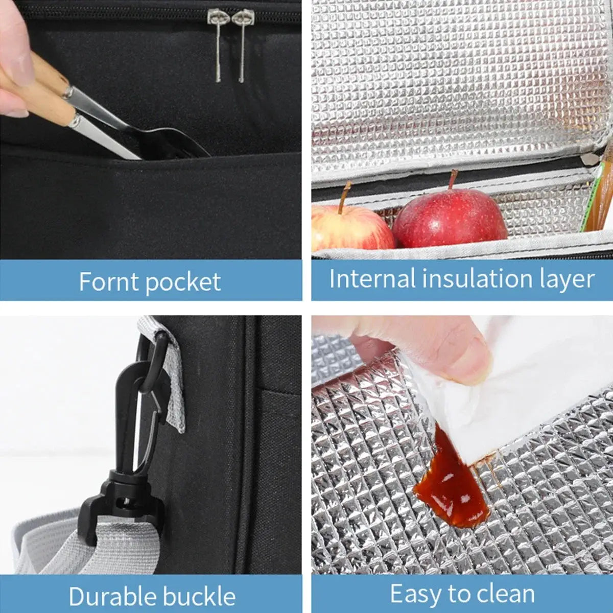 Insulated Lunch Bag With Shoulder Strap Spacious Capacity And Thickened Waterproof Oxford Keeps Meals Fresh All Day