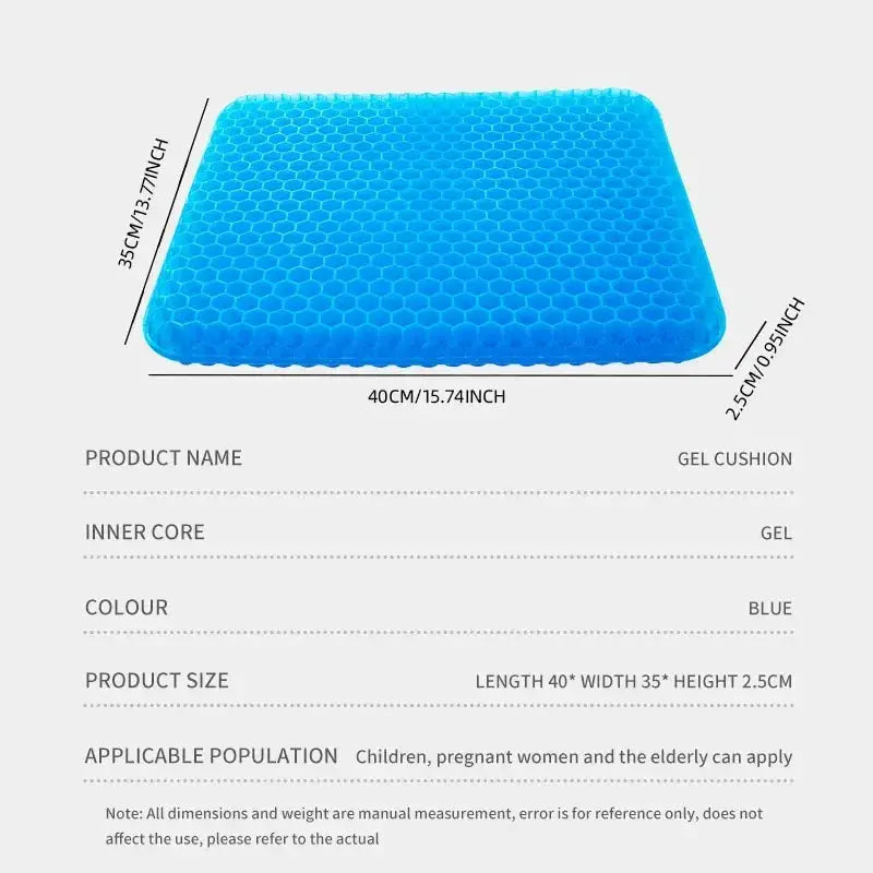 Gel Seat Cushion With Breathable Honeycomb Design For Pressure Relief Tailbone Pain Home Office Wheelchair Car