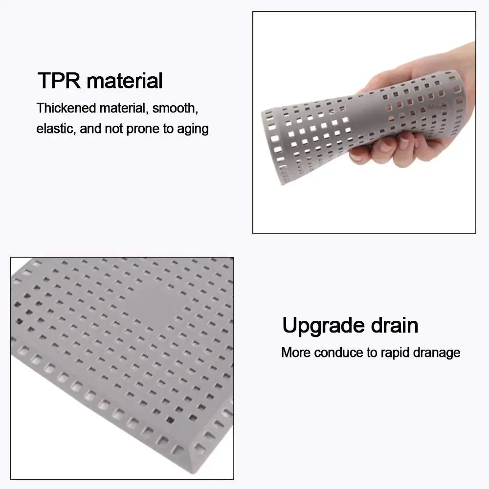 Kitchen drain strainer pad set by Simples Market, two-piece, TPR material, perforated anti-clogging filter