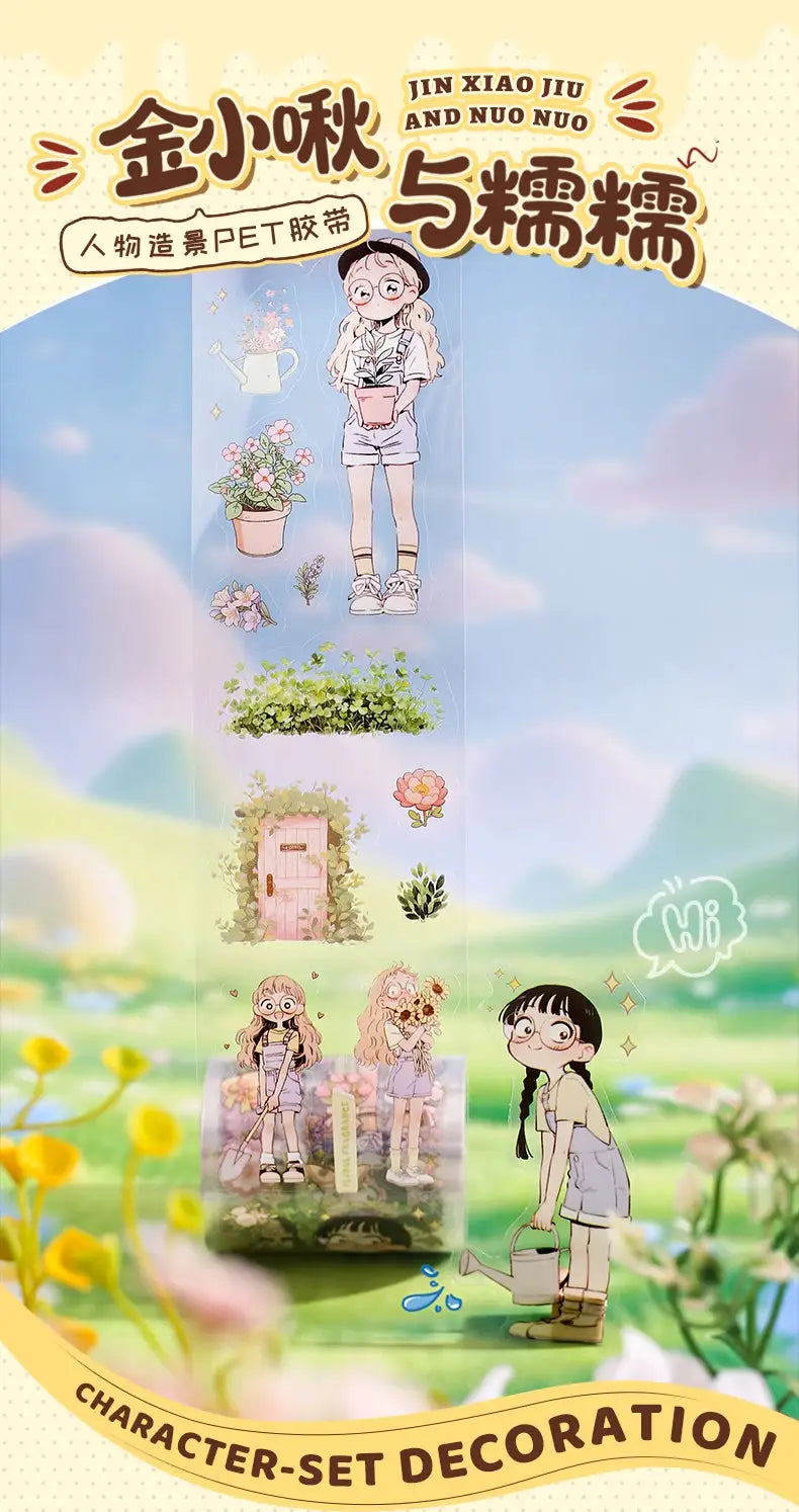 Mr Paper Washi Tape roll featuring kawaii character scenery PET stickers for journaling and scrapbooking