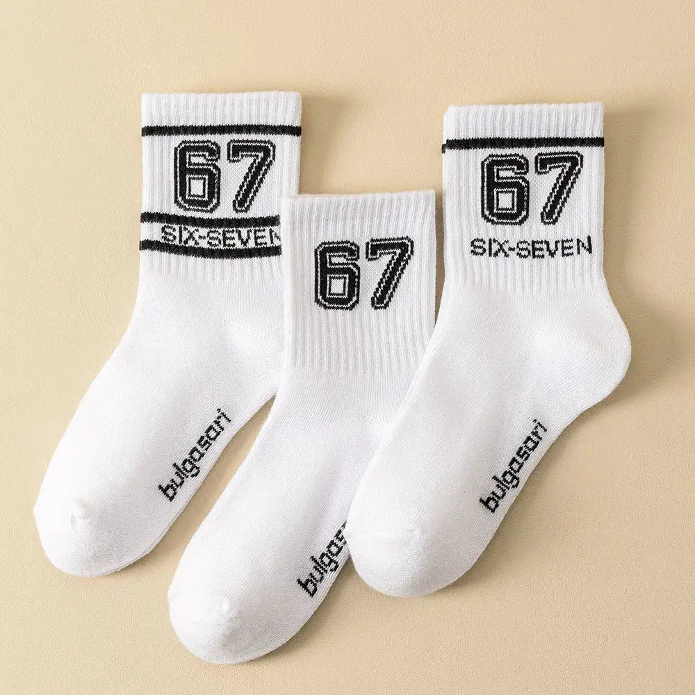 Kids Mid Calf Sports Socks With 67 Print Unisex All Season Trendy Comfort Durable