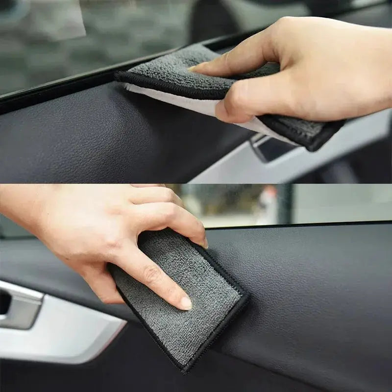 Simples Market car detailing double-sided microfiber sponge set; gray/black scrubbing pads for interior cleaning (2–10 pcs)