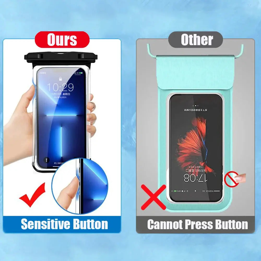 Universal Waterproof Phone Case AquaGuard Submersible Pouch For iPhone 11 12 13 14 15 16 Pro With Touchscreen Access
