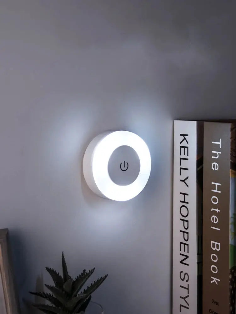 Energy Saving LED Touch Sensor Night Light USB Rechargeable Magnetic Wall Light For Bedroom Hallway Closet Round Lamp