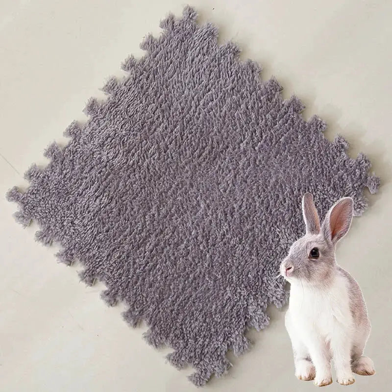 Pet warming pad 30x30cm EVA foam grey shaggy mat for small pets by Simples Market