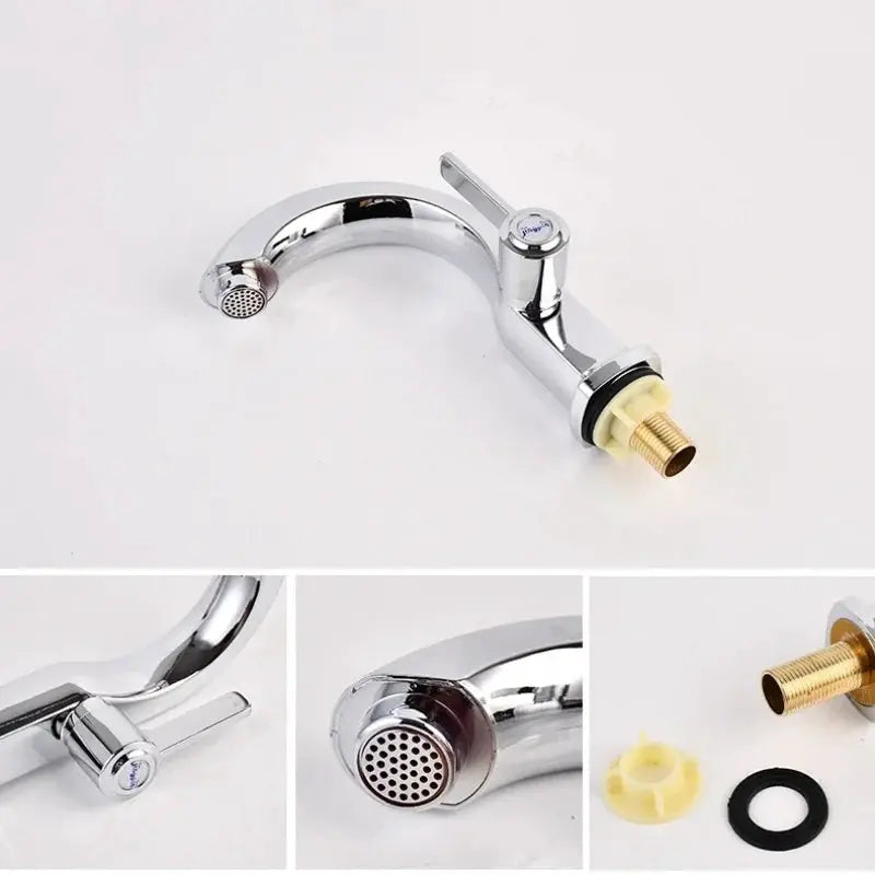 Simples Market chrome deck-mounted basin faucet with a single lever, cold water only and ABS purifier.