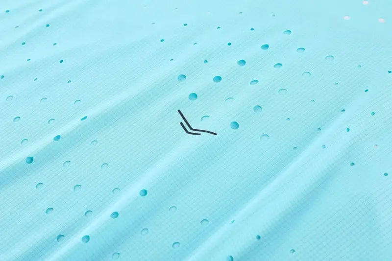 Athletics tank top in turquoise perforated mesh fabric with a small black logo