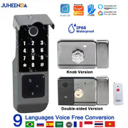 Fingerprint gate door lock with keypad; metal smart lock, knob and double-sided variants (2), remote control included
