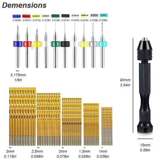 Micro Mini Pin Vise Hand Drill With Twist Bits Rotary Tool Set For DIY Craft Jewelry Making Resin Polymer Clay Carving