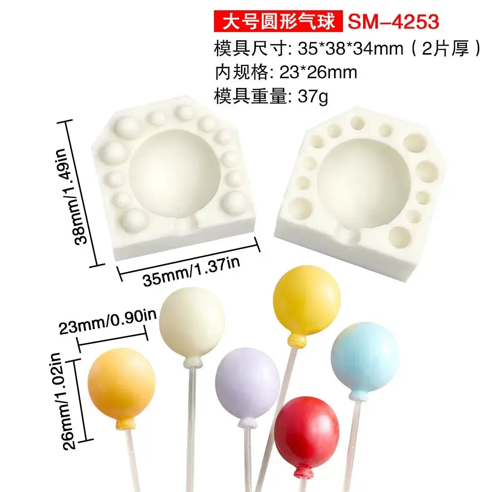 Two Piece Set 3D Mini Balloon Silicone Molds Dubai Chocolate Fondant Clay Candle Cake Decorating Tool