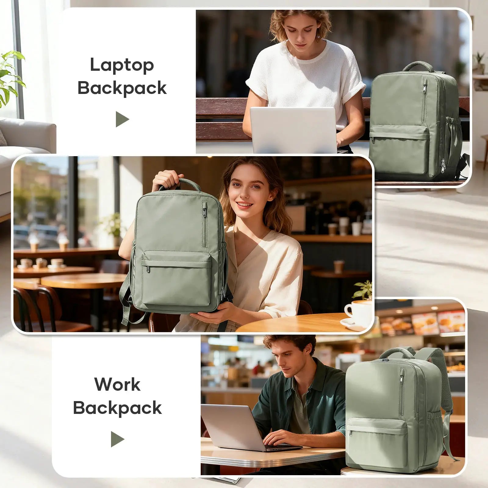 Simples Market cabin travel backpack, green carry-on bag with 40x30x20 fits 15.6-inch laptop