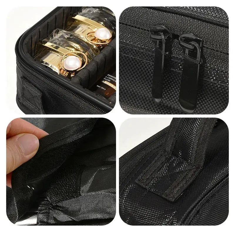 GlamGuard Professional Travel Makeup Case Waterproof Oxford Fabric Organizer For Brushes And Cosmetics