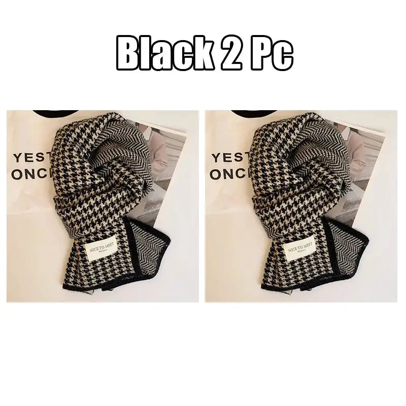 Atmosphere Double Sided Thickened Knitted Scarf Polyester Warm Winter Accessory For Students