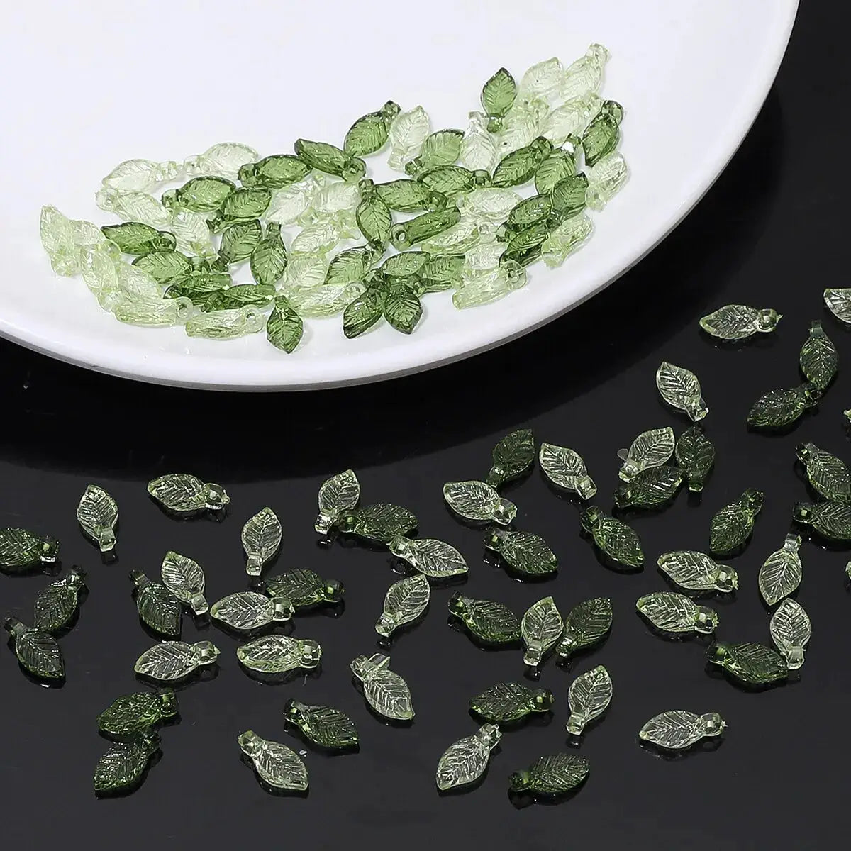 100 Pieces Acrylic Mini Tree Leaf Beads for DIY Jewelry Making Necklace and Earrings