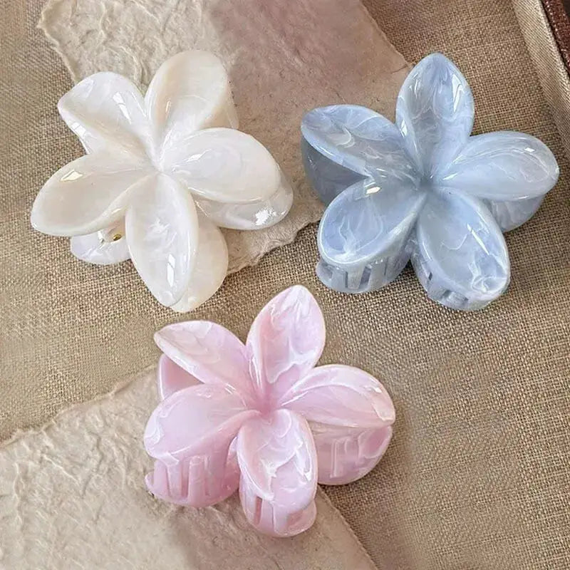 Korean Hawaiian Flower Crab Hair Clips For Girls Lightweight Durable Beach Accessories Trendy Beachwear
