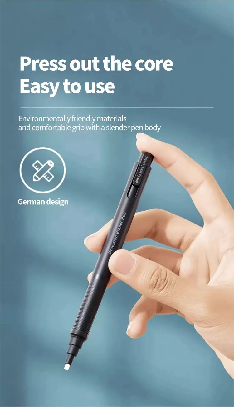 Faber-Castell retractable pencil with precision eraser, black body