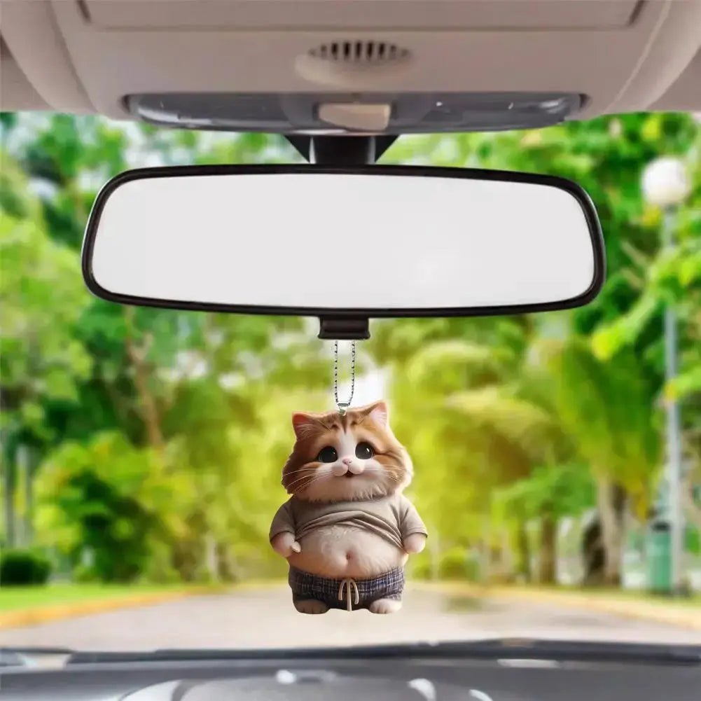 Fat Puppy Keychain 2D Flat Acrylic Cartoon Dog Ornament For Car Mirror Backpacks Hanging Pendant Home Decor - Simples Market