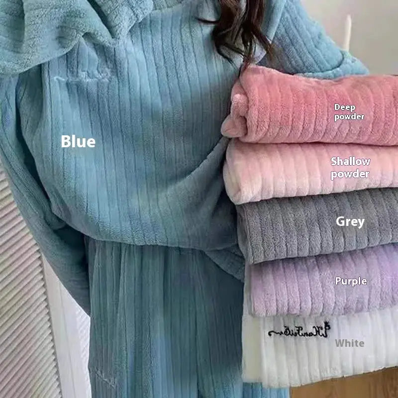 VelvetEase Winter Womens Pajamas Homewear Set Padded Coral Velvet For Extra Warmth