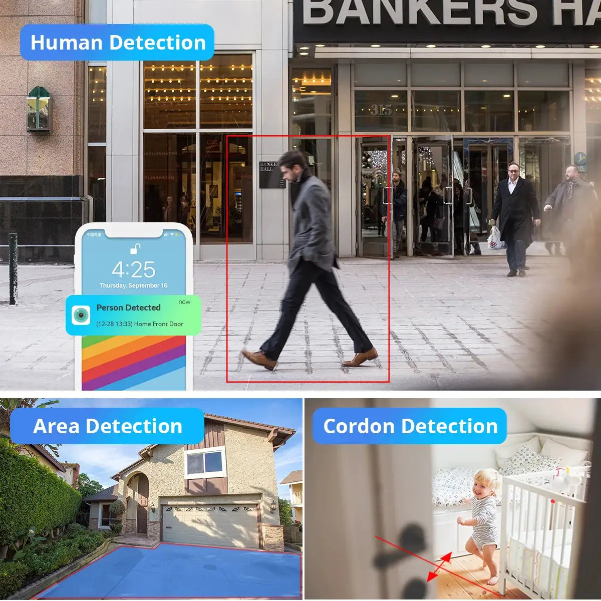 2K 3MP WIFI Outdoor IP66 CCTV Bullet Camera by Simples Market with AI Human Detection
