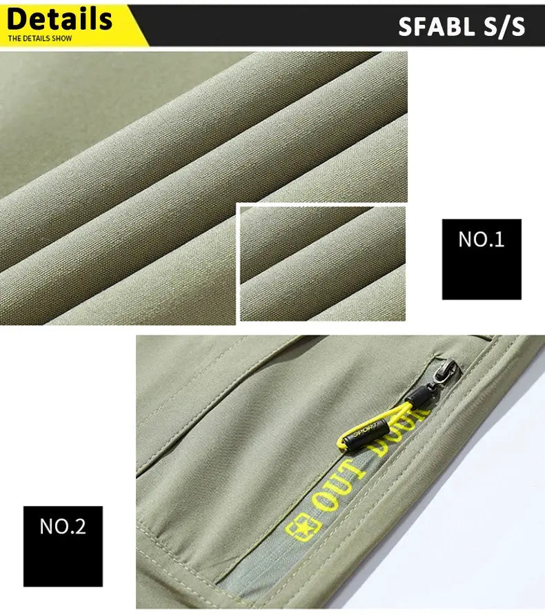 SFABL hiking pants 5XL khaki quick-dry fabric with zip pockets