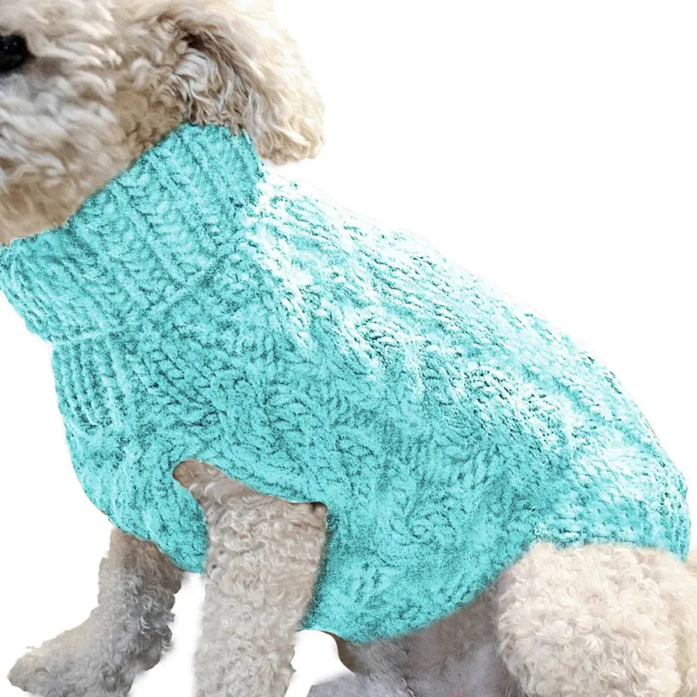 Small Dog Knit Sweater Autumn Winter Solid Color Fried Dough Twists Pattern Warm Cozy Pet Clothing