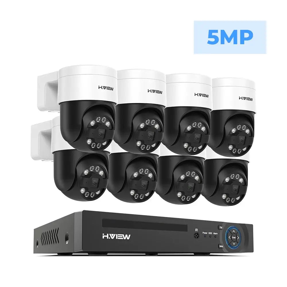 H.VIEW 8-channel CCTV security camera kit with eight outdoor 5MP IP cameras and DVR by Simples Market