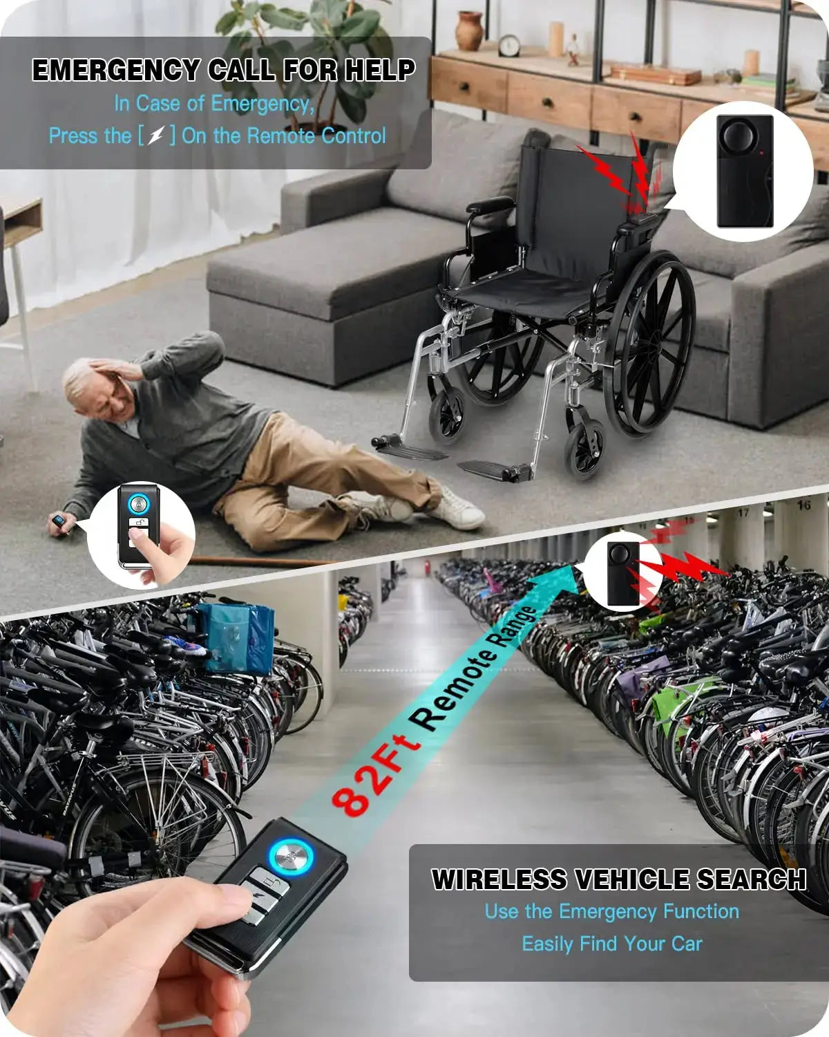 Anchtek 110dB wireless vibration alarm for motorcycles with remote control, black unit, anti-theft Simples Market