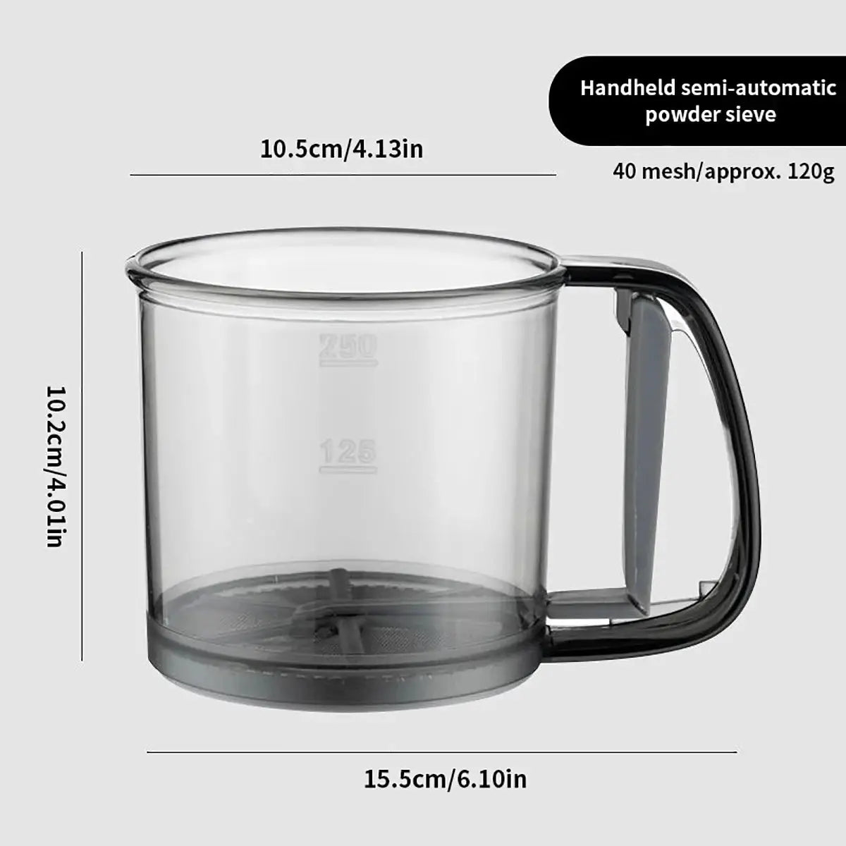 Homefish Kitchen Baking Cake Flour Sieve 40 Mesh Semi Automatic Filter Sieve With Capacity Scale