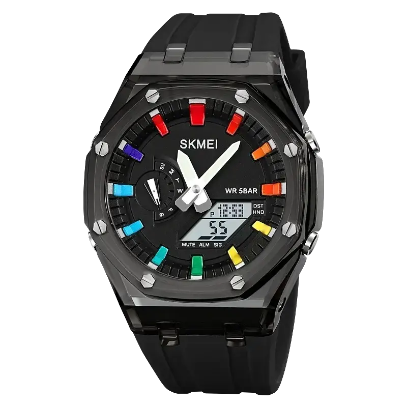 SKMEI 2100 Digital Sports Watch Waterproof Countdown Stopwatch LED Light Dual Time Alarms