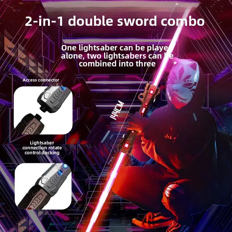 Children Colorful Glowing Telescopic Sword Toy 2 In 1 Light Up Laser Sword With Music Rotating Decompression Toy