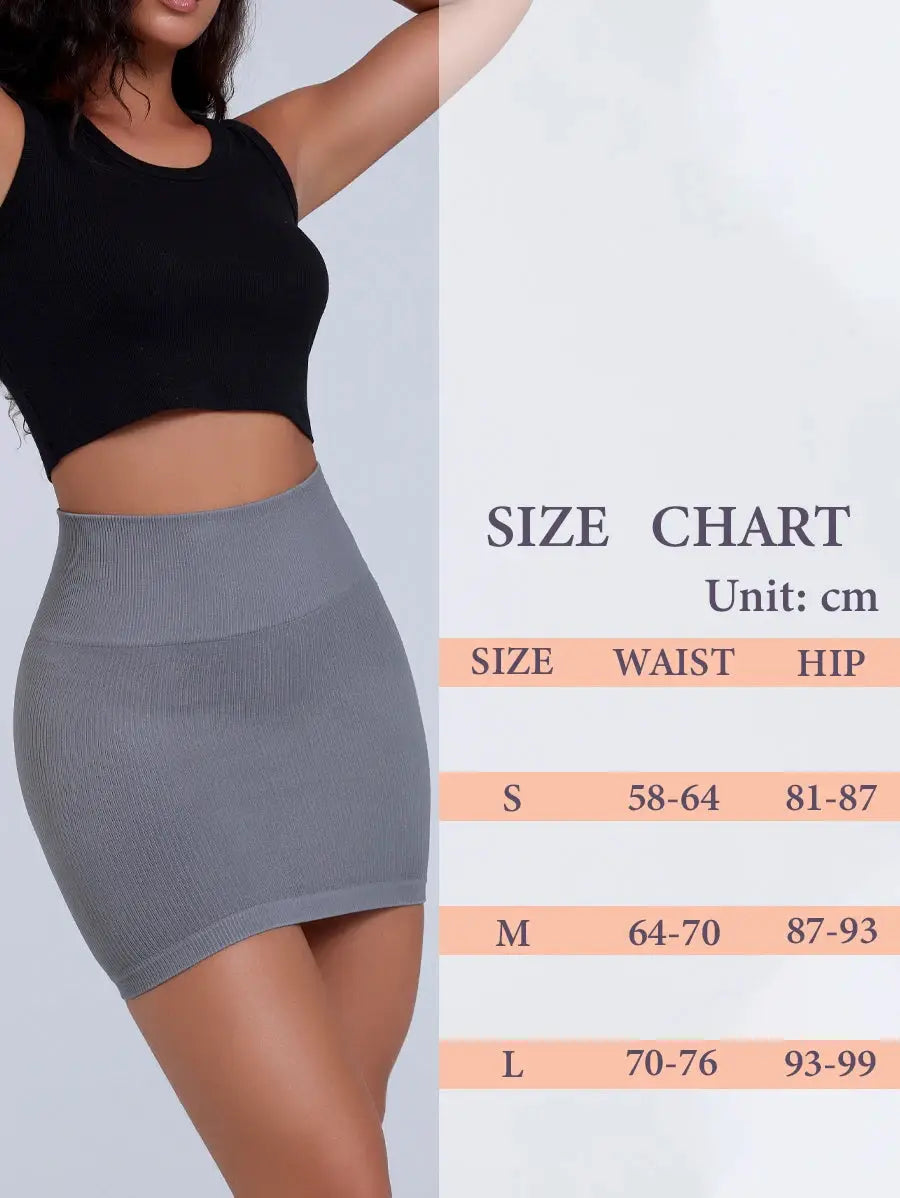 Women ribbed high-waist gray mini skirt by Simples Market, soft stretchy knit, office/pencil style.