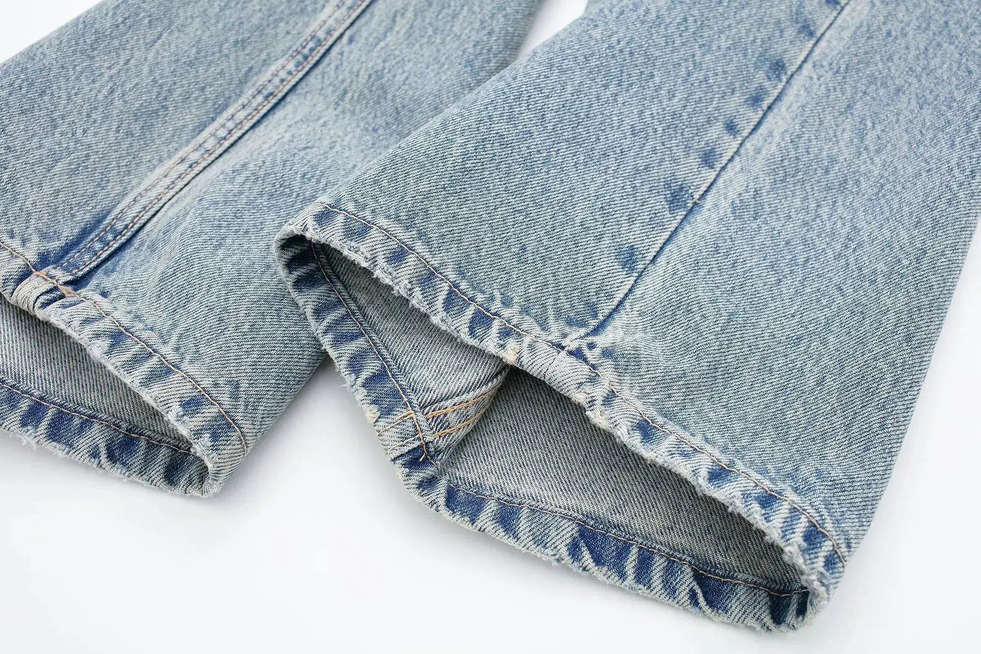 HH 2024 Womens Distressed Patchwork Denim Jeans High Waist Ripped