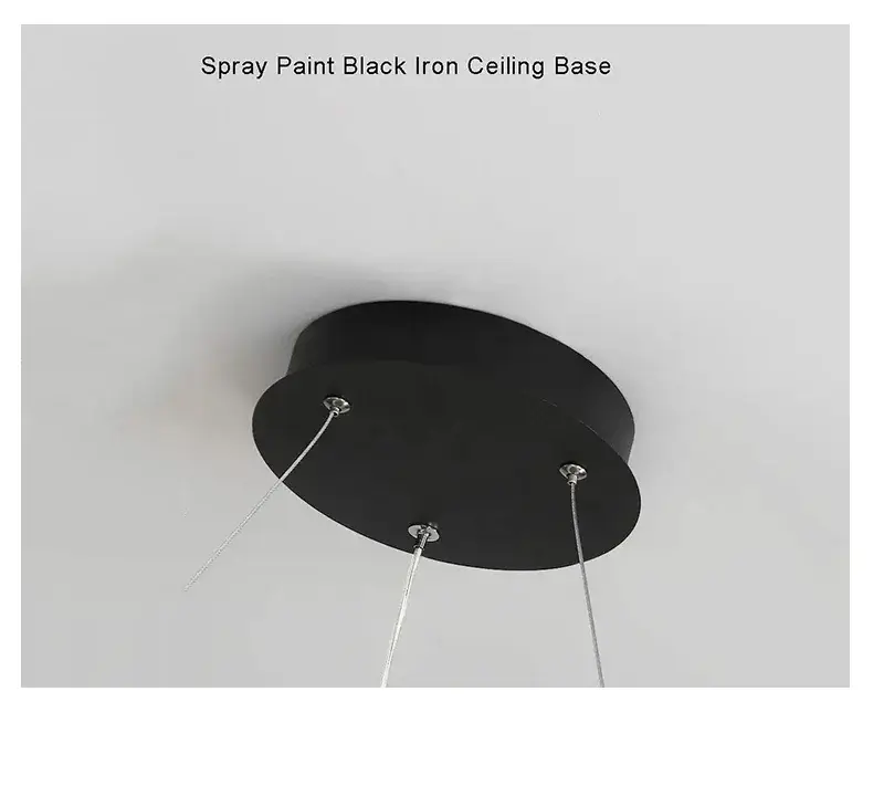 Simples Market modern round LED pendant light with black canopy and three white cords for living rooms and kitchens