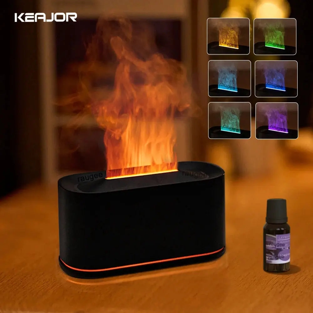 Aroma Humidifier Flame Essential Oils Diffuser For Home Bedroom Mini Air Fragrance Diffuser With LED Night Light
