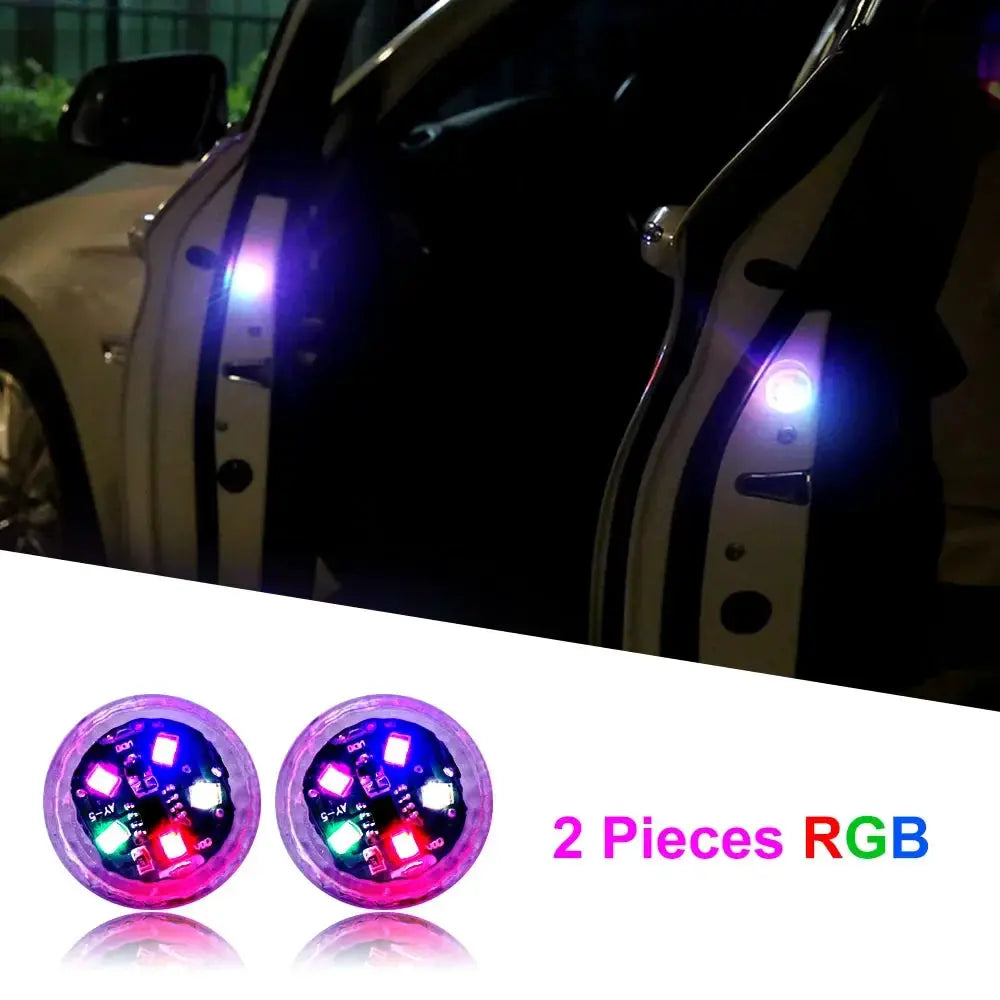 LED car door opening safety lights by Simples Market, RGB 2-piece set with magnetic sensor