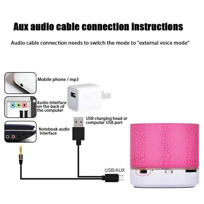 Mini Portable Wireless Bluetooth Speaker With LED Lights Crack Appearance Design Hands Free Hi Fi Audio