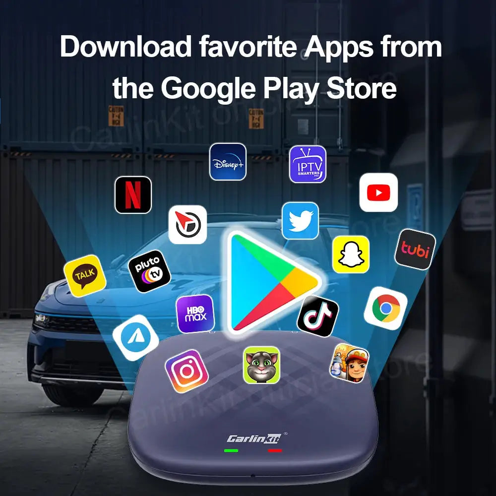 CarlinKit Android Auto Wireless TV Box by Simples Market, Android 13, 8-core, 64G/128G, Netflix YouTube Play Store