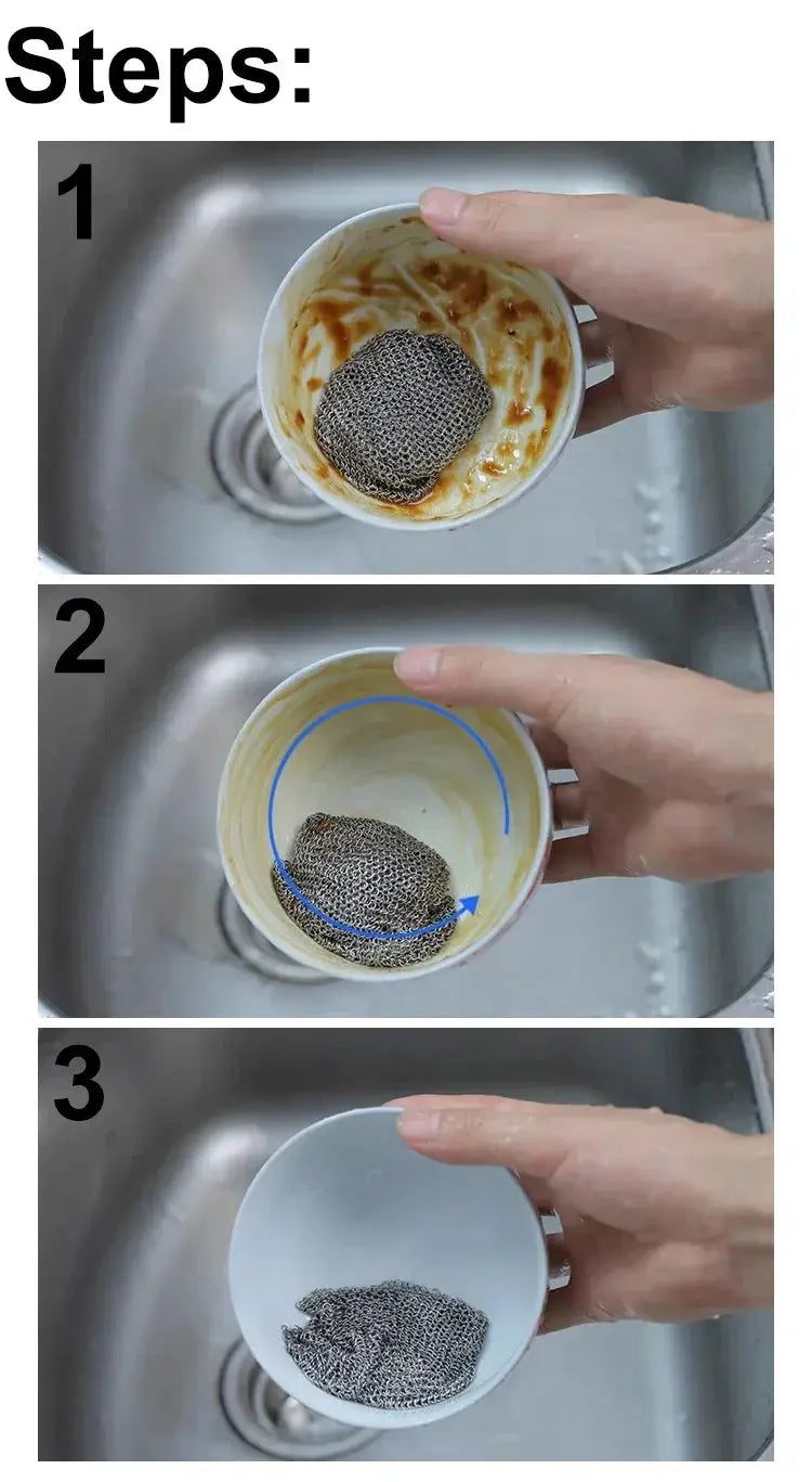 Steel wire cleaning cloths by Simples Market, double-layer non-stick dish rag for pots and pans