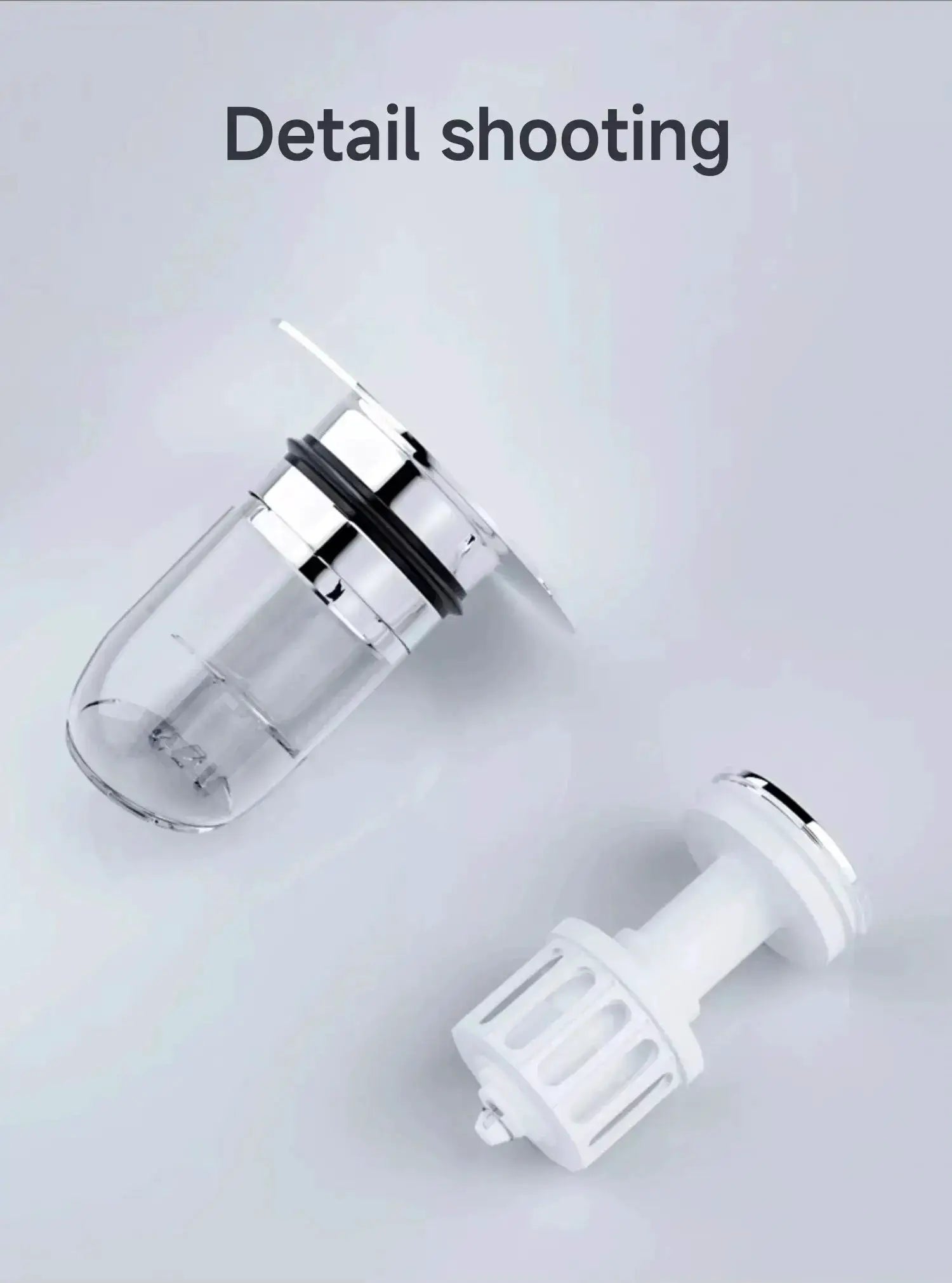 Universal basin pop-up drain filter and sink stopper in chrome with white mounting piece